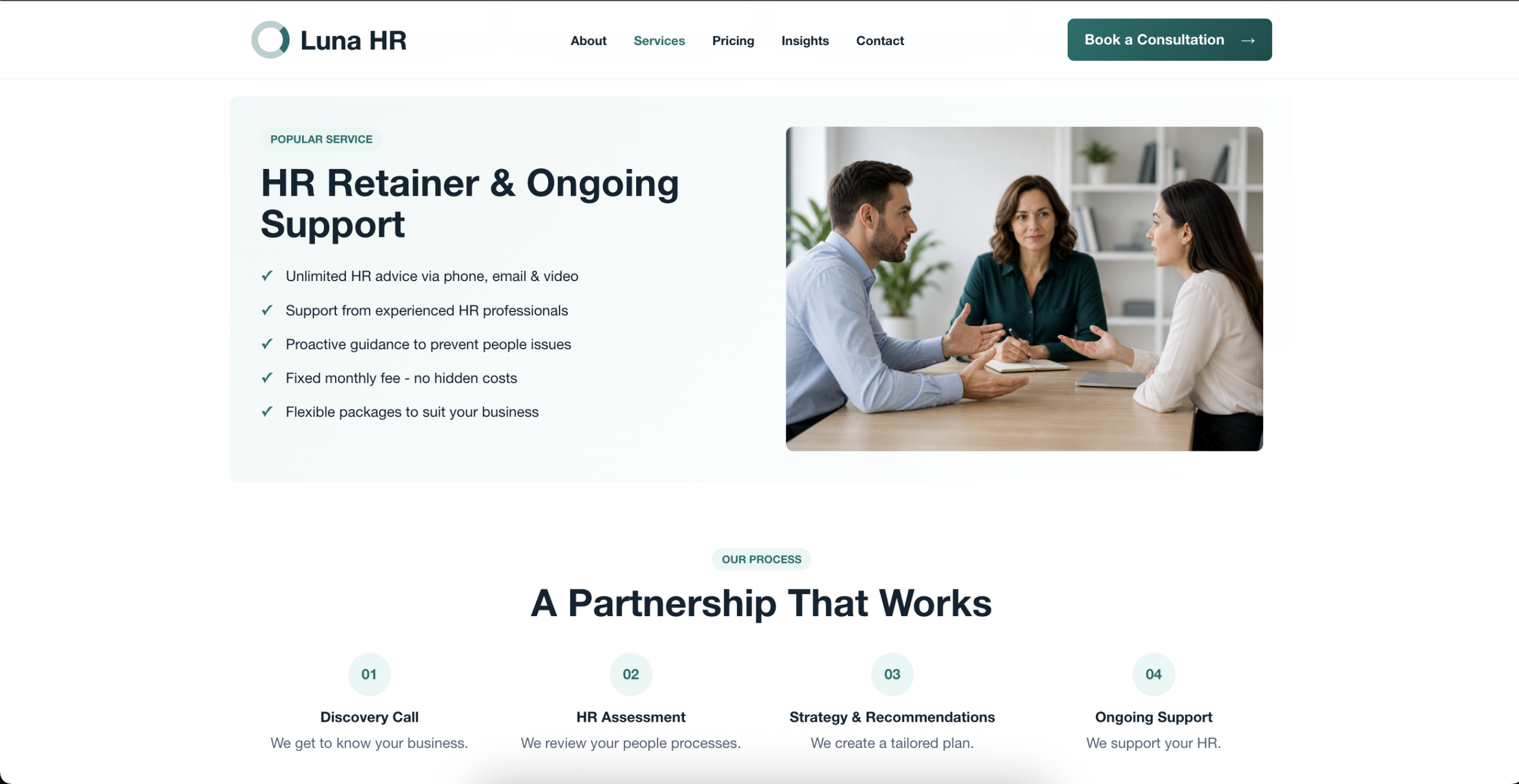 A service-led WordPress build with consultation paths throughout. screenshot