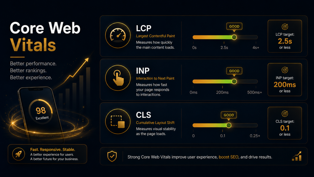 Core Web Vitals metrics for mobile website performance